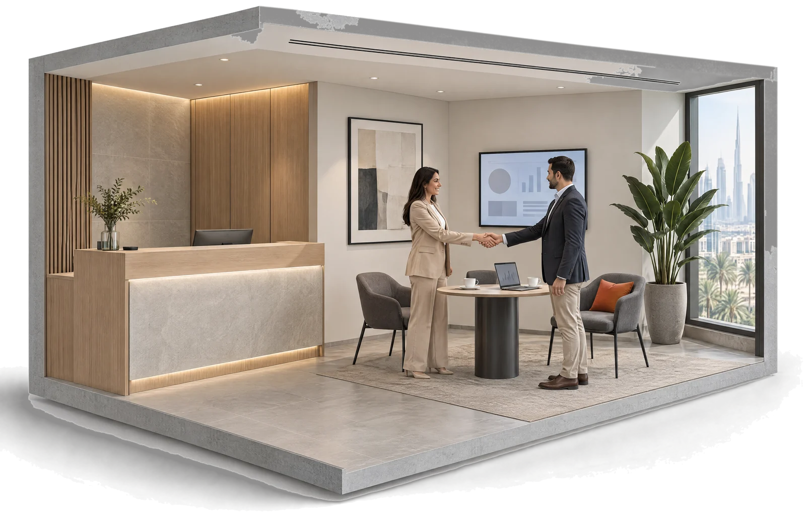 A Meraki consultant welcoming a visitor
